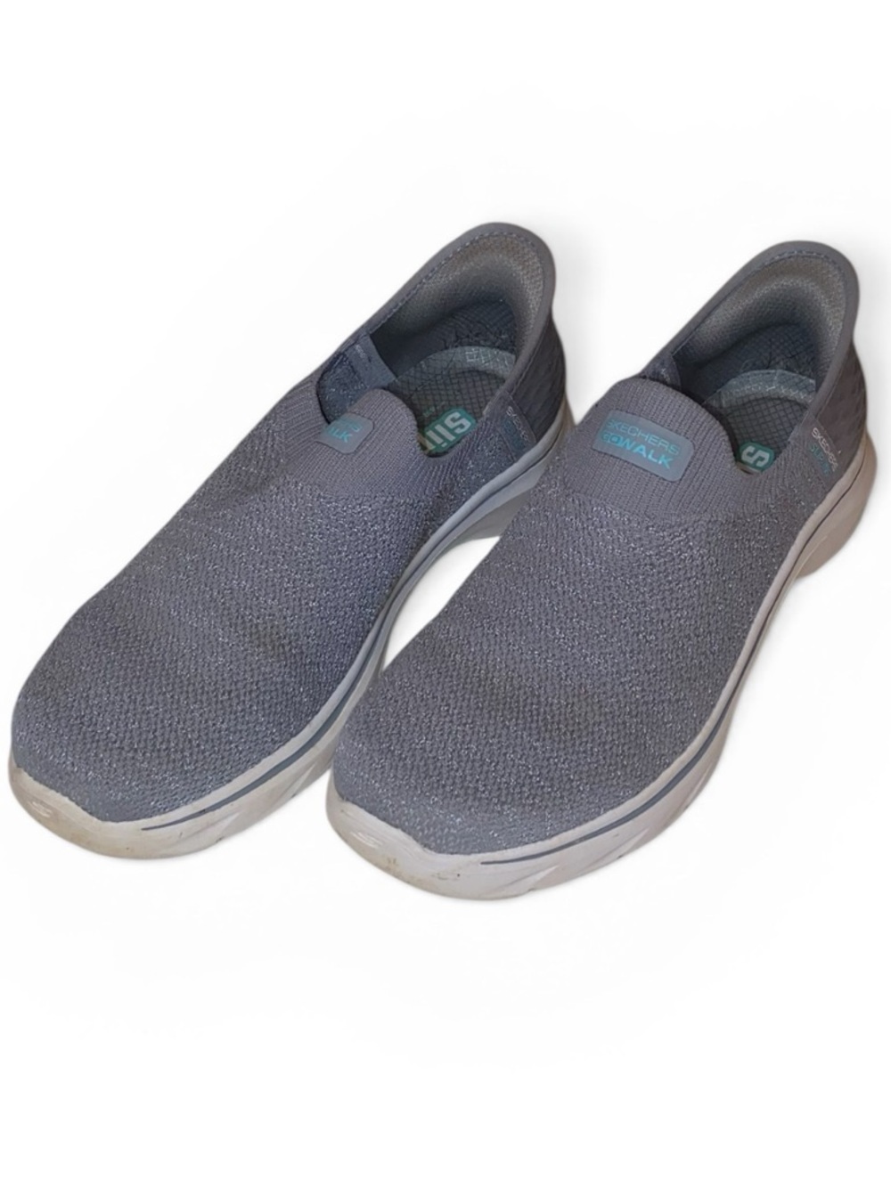 SKECHERS Slip In Walk 7 Slip On Sneakers Athletic Shoes Med Gray Aqua Trim SZ 8 - Picture 3 of 9
